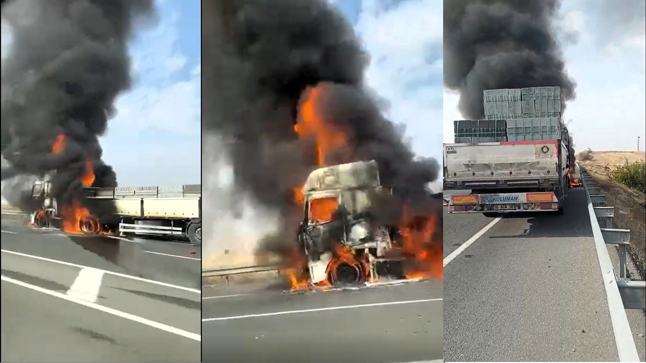 Seyir Halindeki Tırda Yangın Paniği