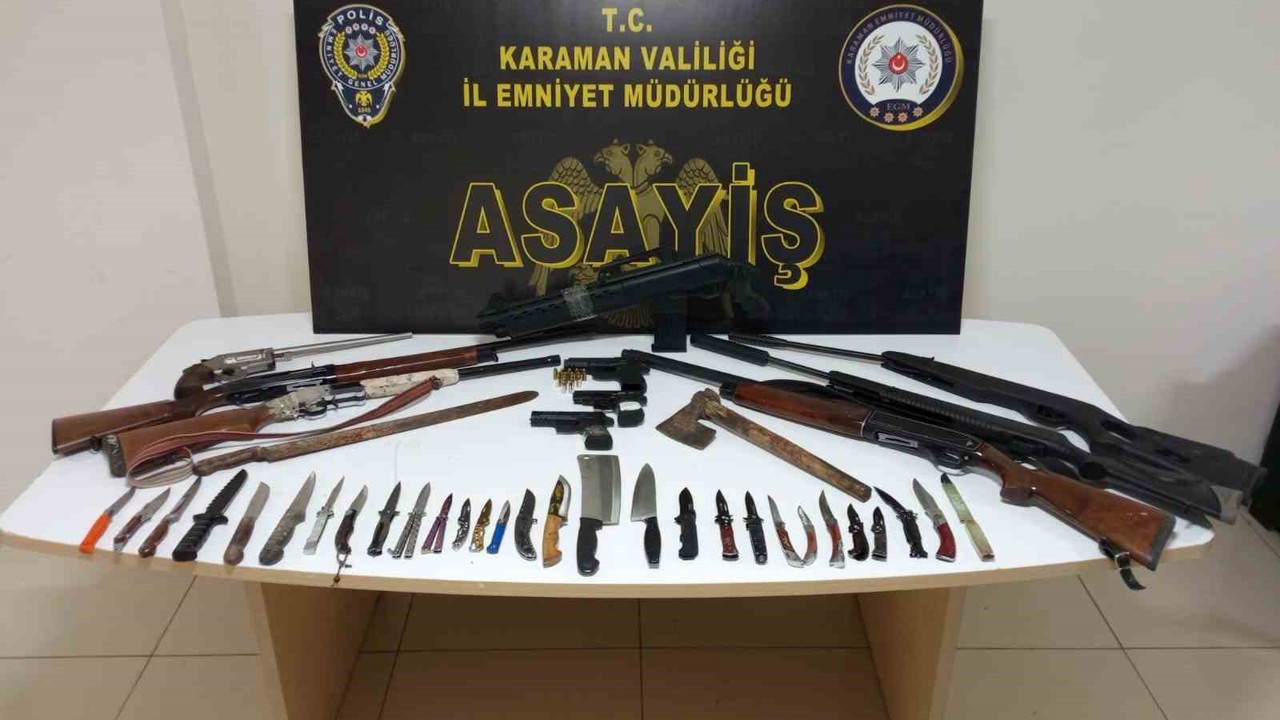 Karaman’da uyuşturucu ve ruhsatsız silahlar ele geçirildi: 8 kişi tutuklandı
