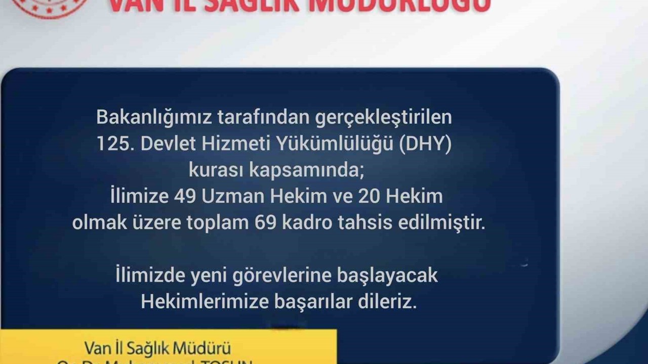 Van’a 69 yeni hekim atandı
