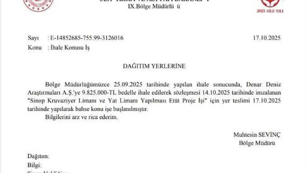 Sinop Kruvaziyer ve Yat Limanı Projesi ihalesi tamamlandı
