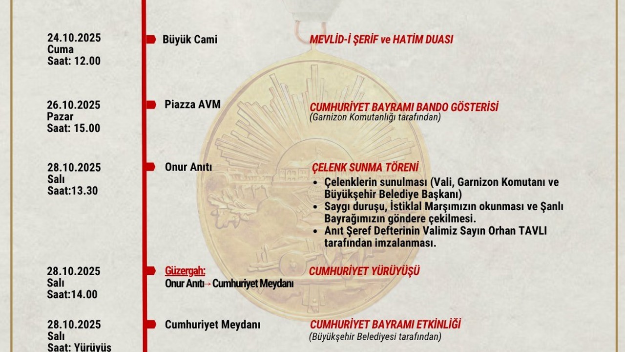 Samsun’da 29 Ekim Cumhuriyet Bayramı programı belli oldu
