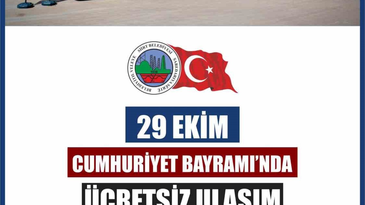 Siirt’te 29 Ekimde toplu taşıma ücretsiz
