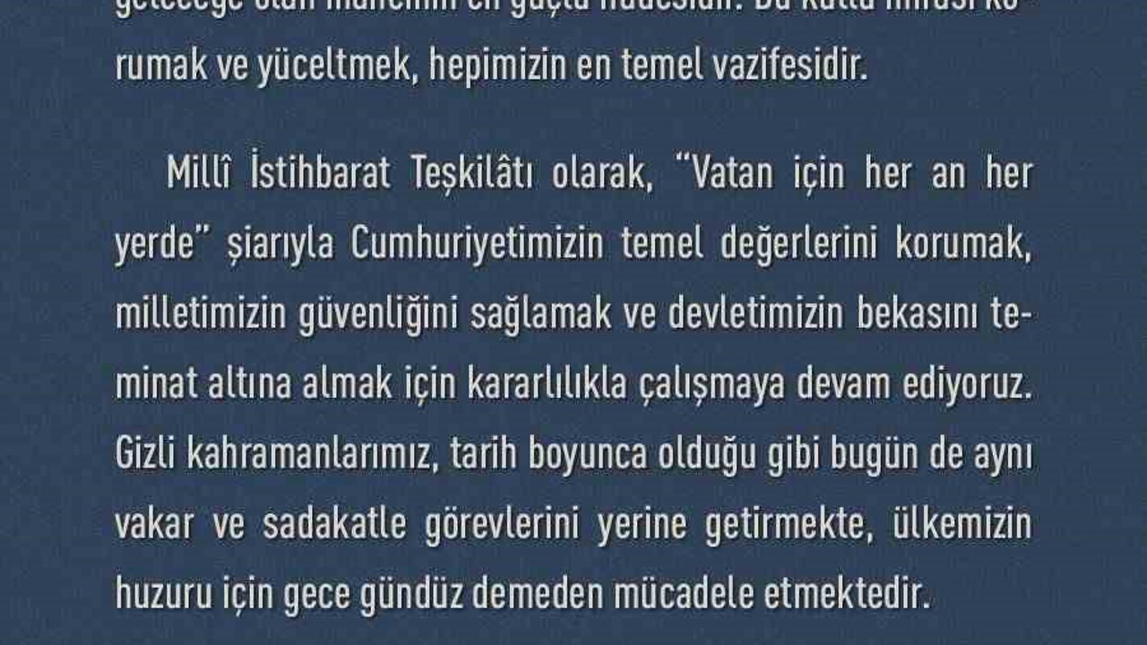MİT Başkanı Kalın: "Cumhuriyet, aziz milletimizin bağımsızlık iradesinin ve ortak geleceğe olan inancının en güçlü ifadesidir"
