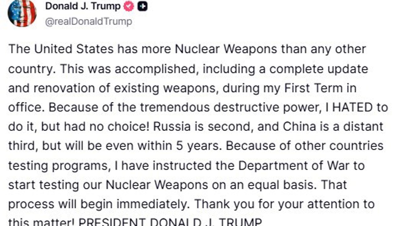 ABD Başkanı Trump’tan Çin Devlet Başkanı Xi görüşmesi öncesinde ABD Savunma Bakanlığı’na nükleer silah denemesi talimatı
