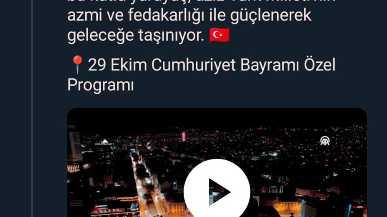 Emine Erdoğan: "Cumhuriyetimizin 102. yılı, bir asrı aşan bu kutlu yürüyüş, aziz Türk milletinin azmi ve fedakarlığı ile güçlenerek geleceğe taşınıyor"
