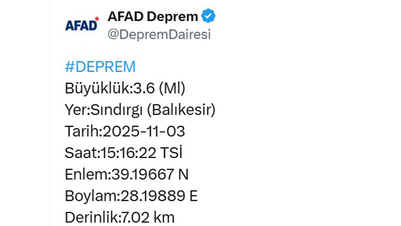 Balıkesir’de 4.9 büyüklüğünde deprem
