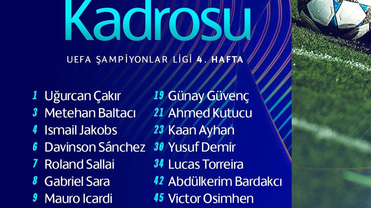 Galatasaray’ın, Ajax maçı kamp kadrosu belli oldu
