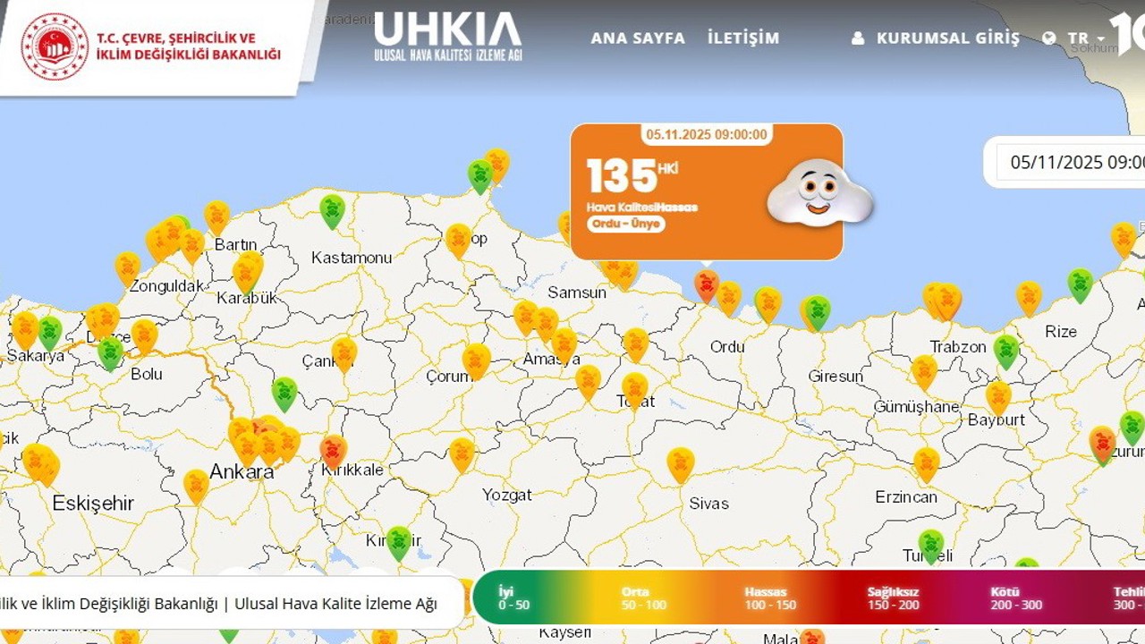 Karadeniz’in en kirli havası Ünye’de ölçüldü
