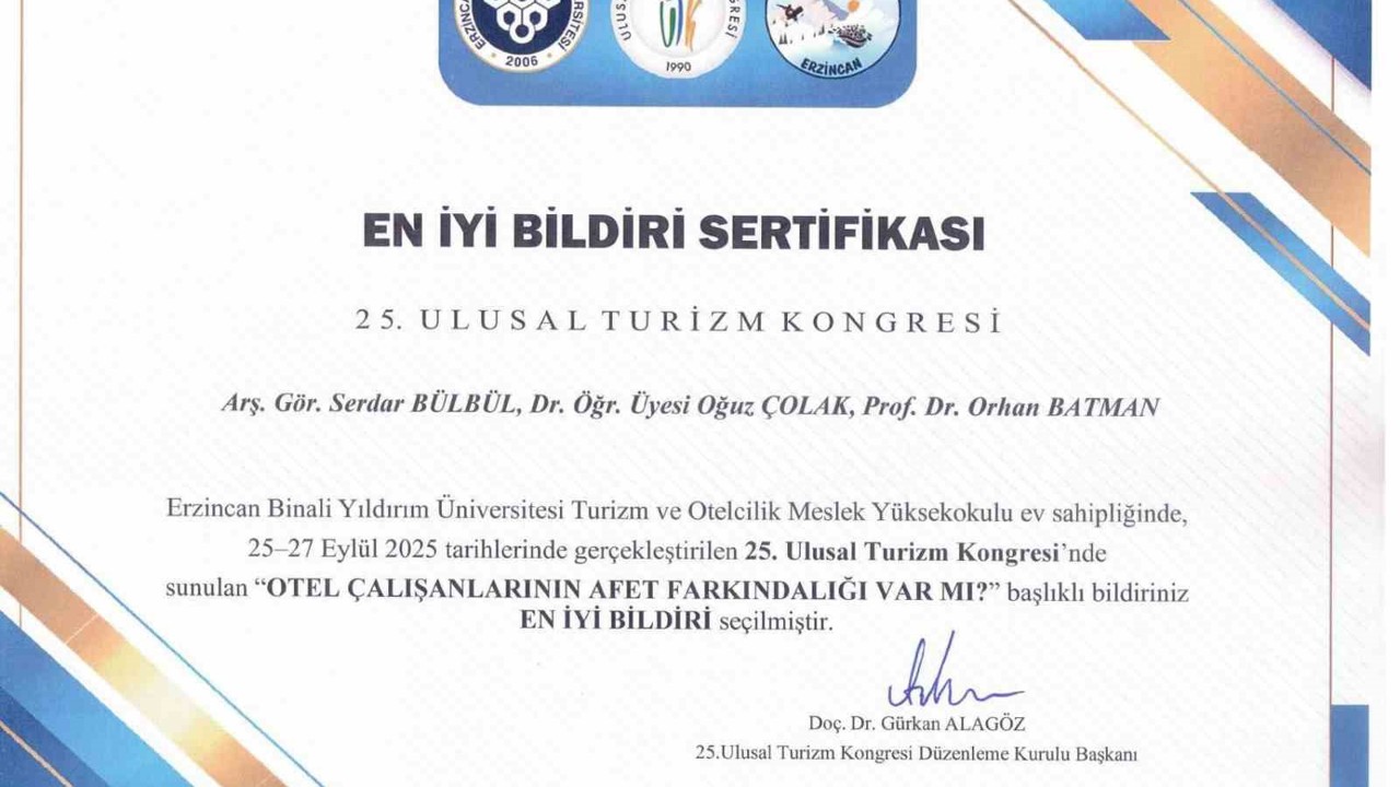 SUBÜ akademisyenlerine en iyi bildiri ödülü
