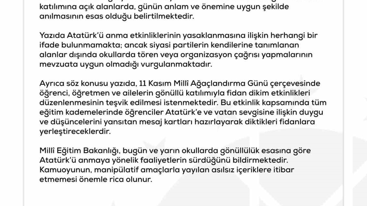 Dezenformasyonla Mücadele Merkezi’nden Atatürk’ü anmayı yasaklama iddialarına ilişkin açıklama
