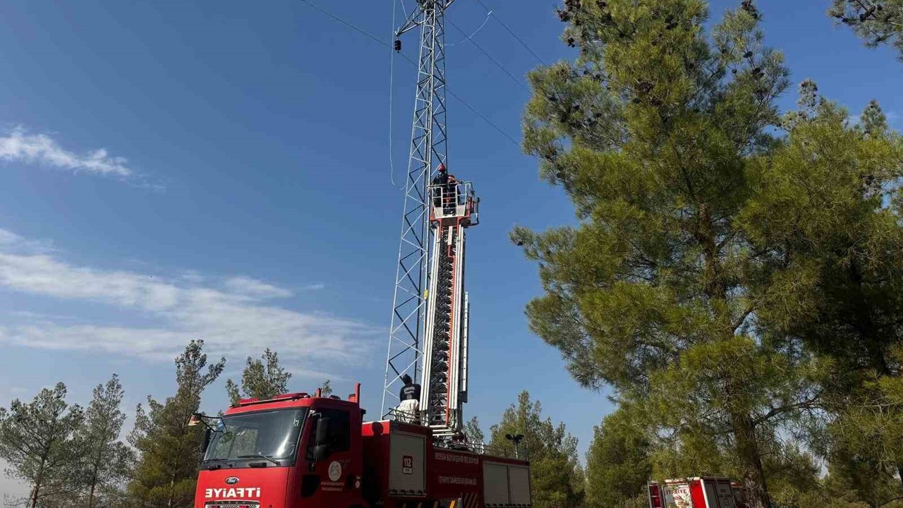 Mersin’de yüksek gerilim direğinde mahsur kalan işçi kurtarıldı
