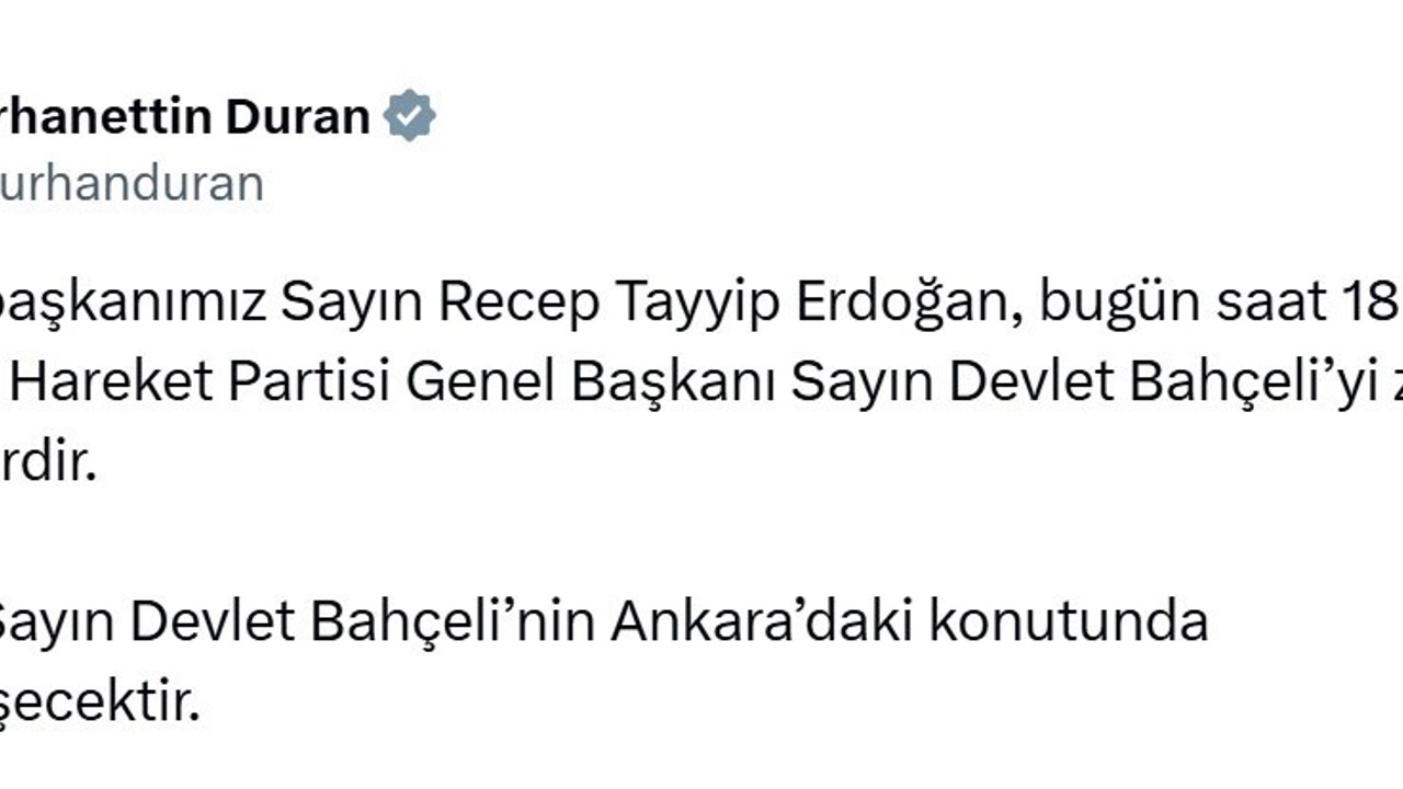 Cumhurbaşkanı Erdoğan, MHP Lideri Bahçeli’yi ziyaret edecek
