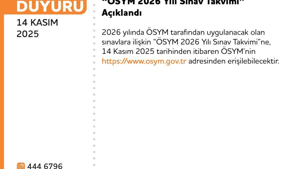 ÖSYM sınav takvimi açıklandı
