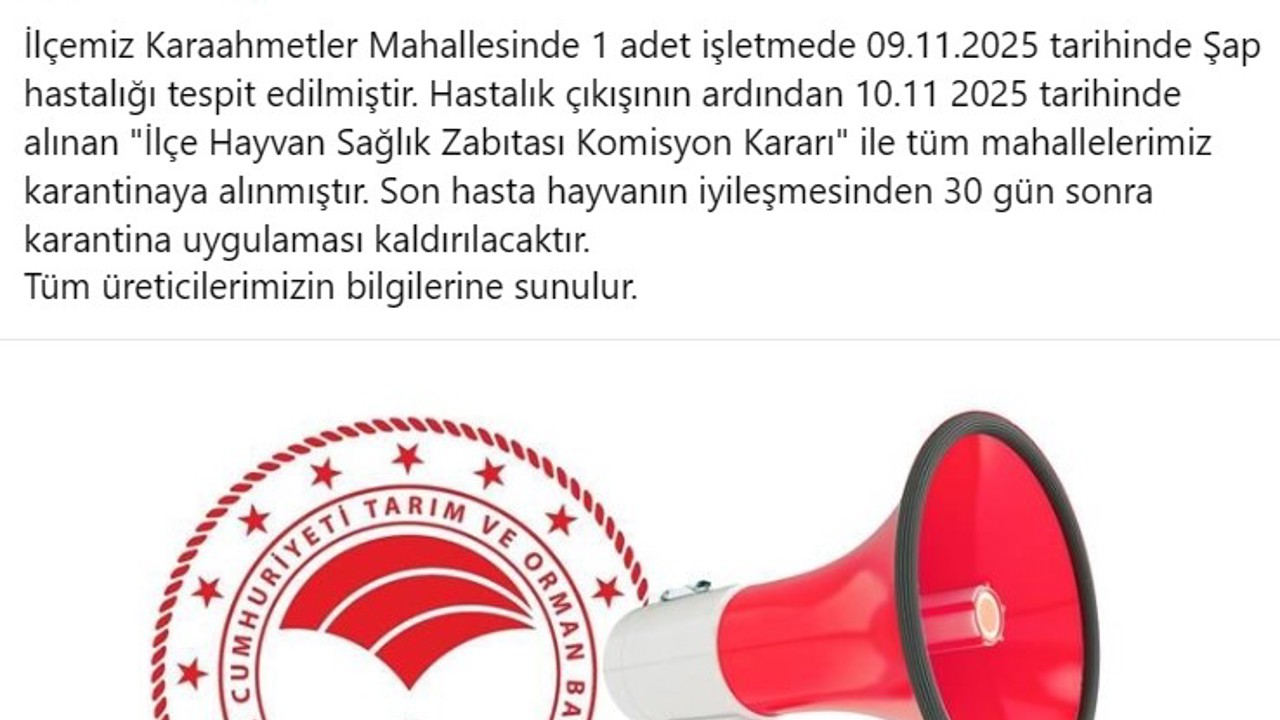 Bozdoğan’da şap hastalığı tespit edildi
