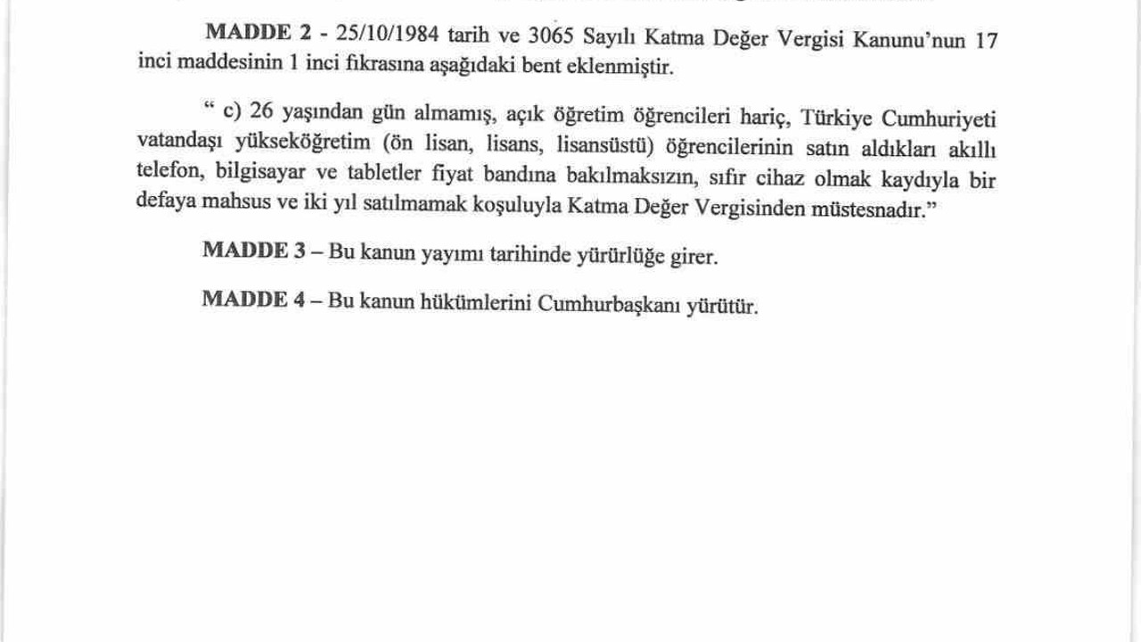 MHP’li Özdemir: "Üniversite öğrencilerinin alacakları elektronik cihazlarda kısıtlama olmaksızın ÖTV’den muaf tutulmalarına dair kanun teklifimizi meclise sunduk"
