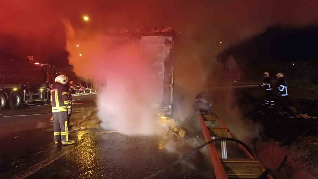 Şanlıurfa’da beyaz eşya yüklü tır alev alev yandı
