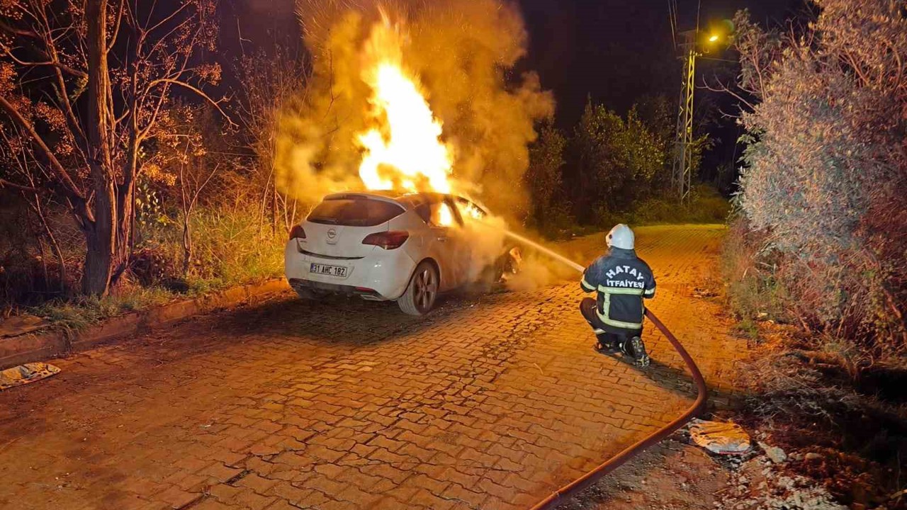 Defne’de otomobil alevlere teslim oldu
