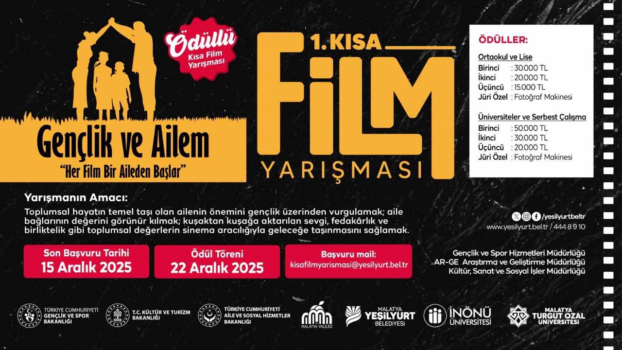 Malatya’da 1. Kısa Film Festivali’nde son başvuru 15 Aralık

