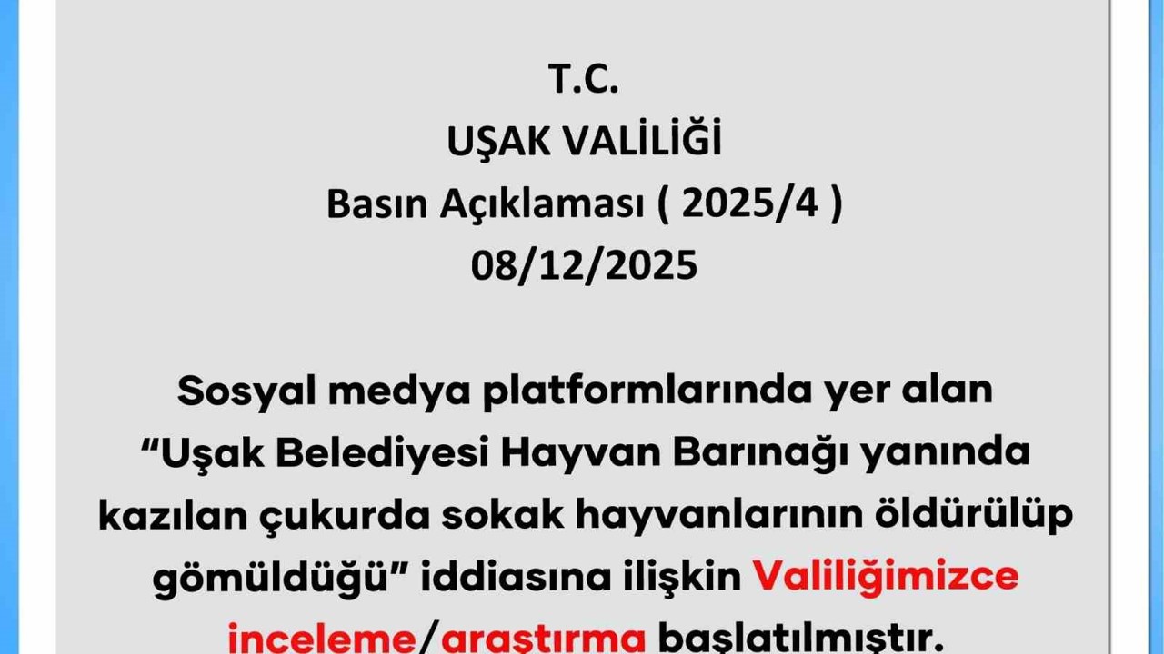 Uşak Valiliği, bakım evi yanında ölü hayvan bulunduğu iddialarıyla ilgili inceleme başlattı
