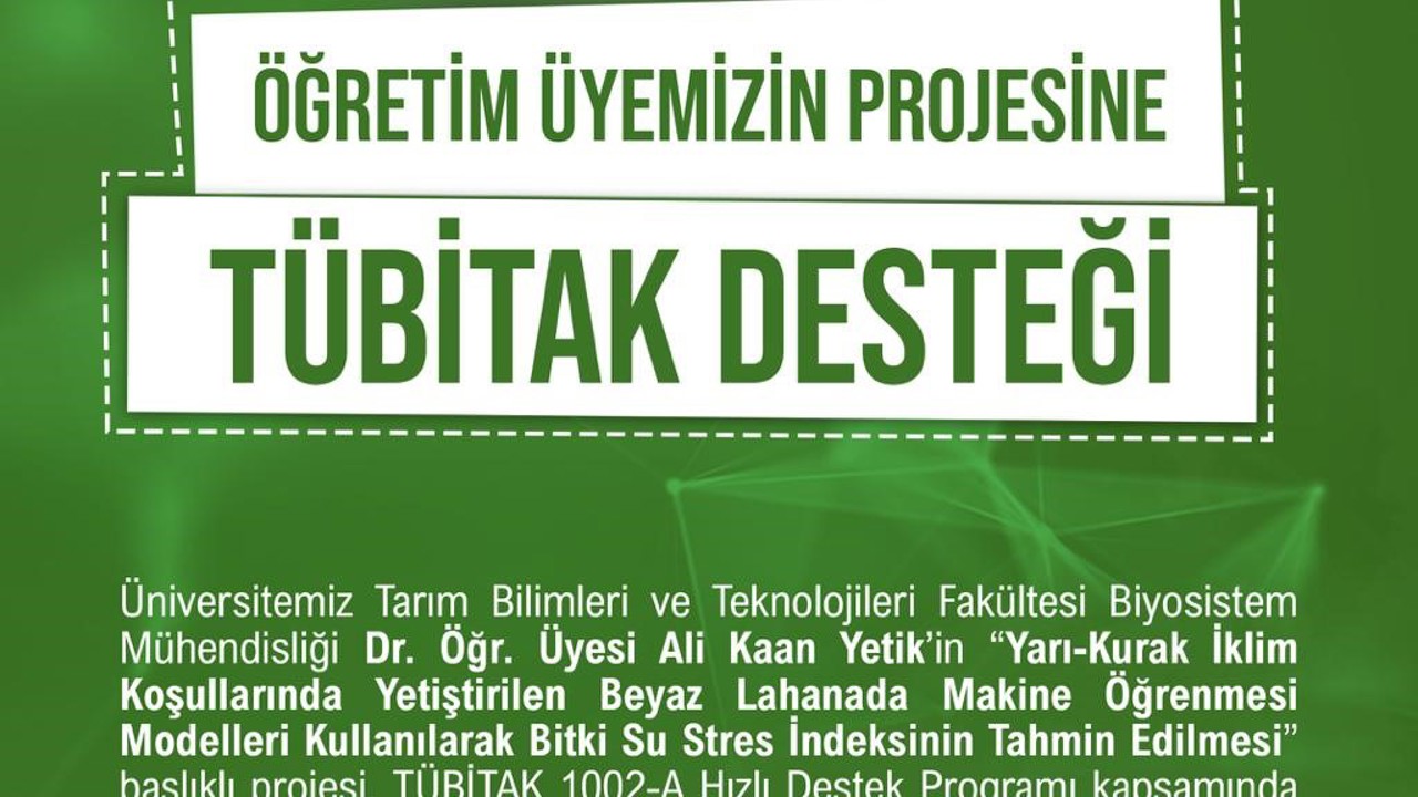 Yapay zeka destekli tarım projesine TÜBİTAK’tan destek
