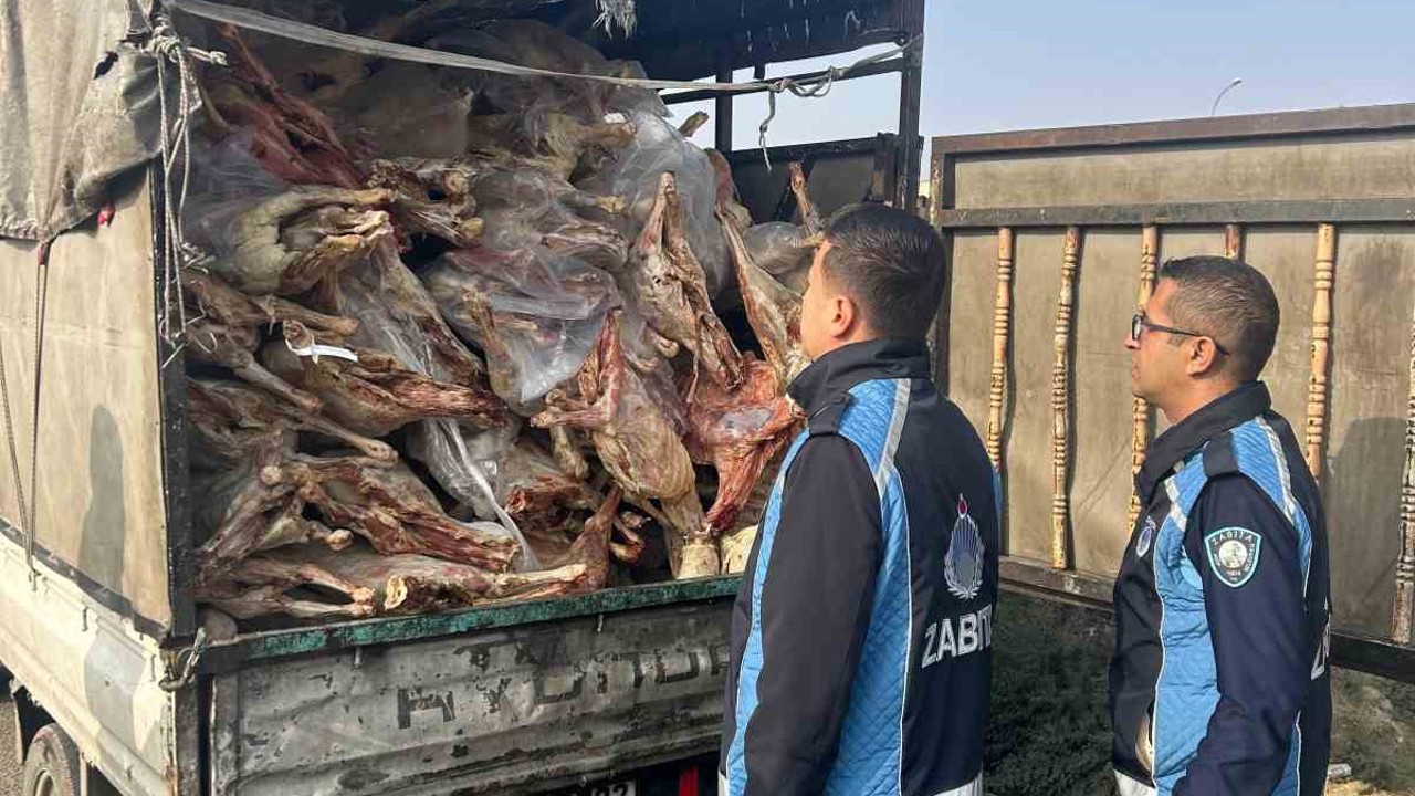 Gaziantep’te kamyonet kasasında kilolarca bozuk et ele geçirildi
