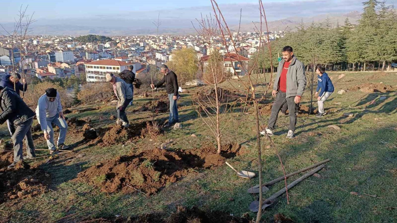 Sandıklılı yarenler badem fidan dikti
