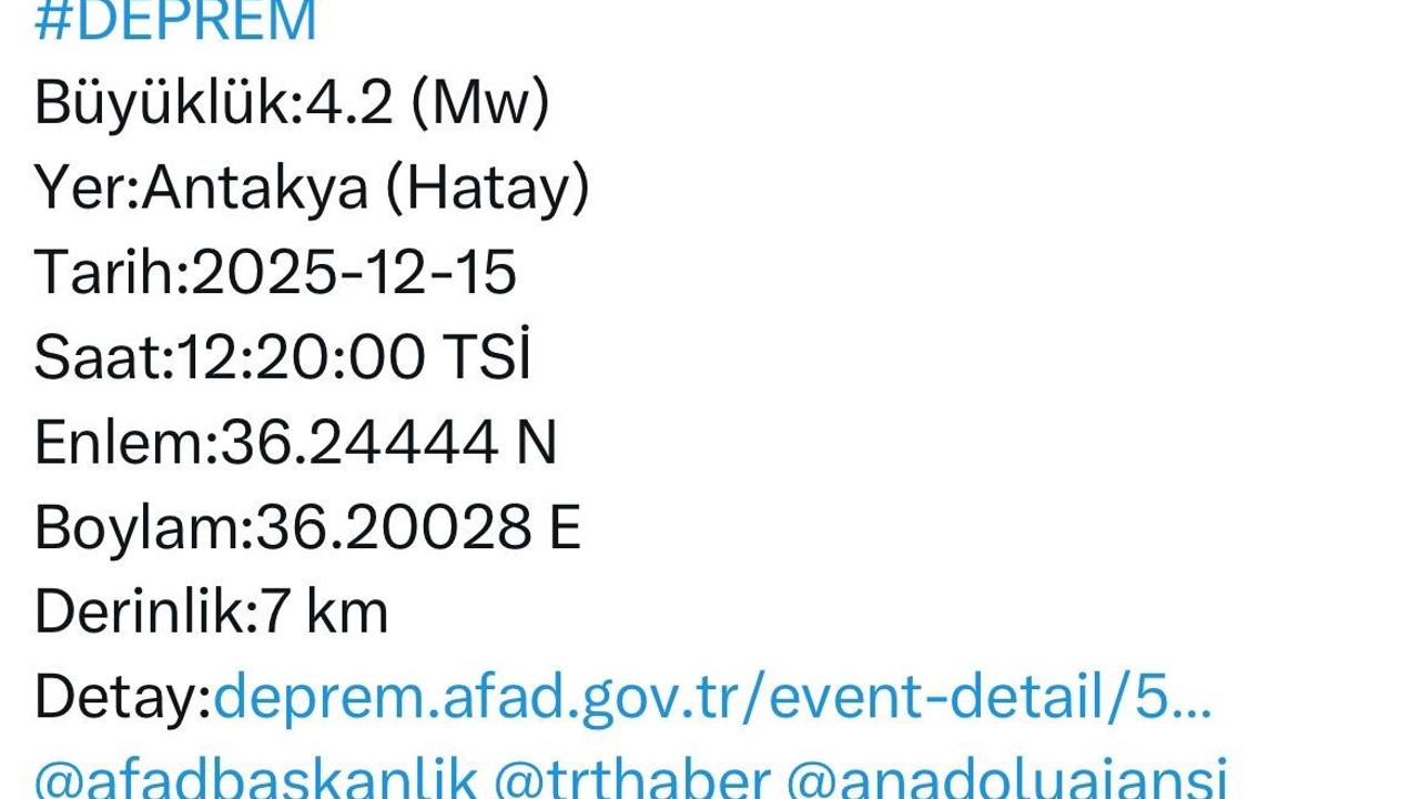 Hatay Valiliği’nden deprem açıklaması
