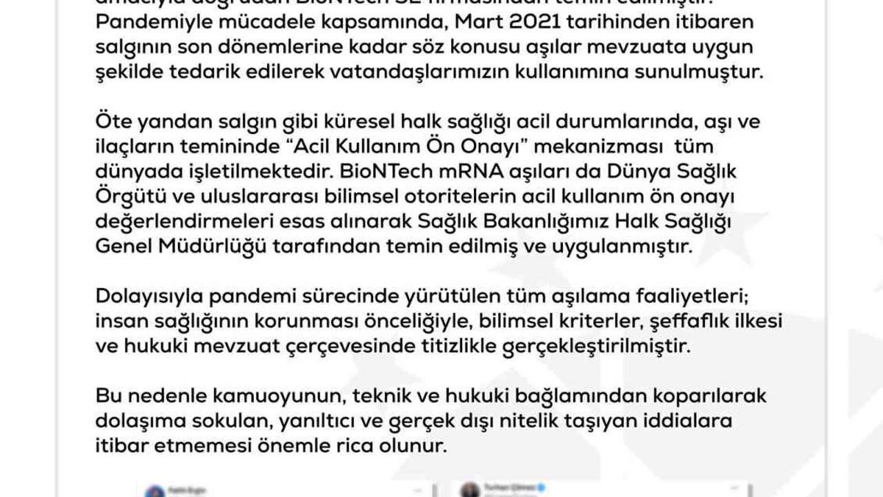 DMM’den "Türkiye’ye BioNTech aşısı gelmedi" iddialarına yalanlama
