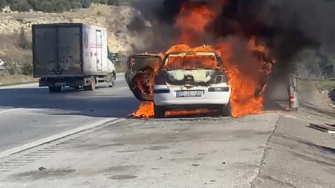 Peugeot marka otomobil alev topuna döndü
