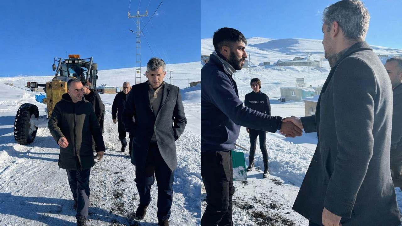 Diyadin’de kapanan köy yolları için çalışmalar sürüyor
