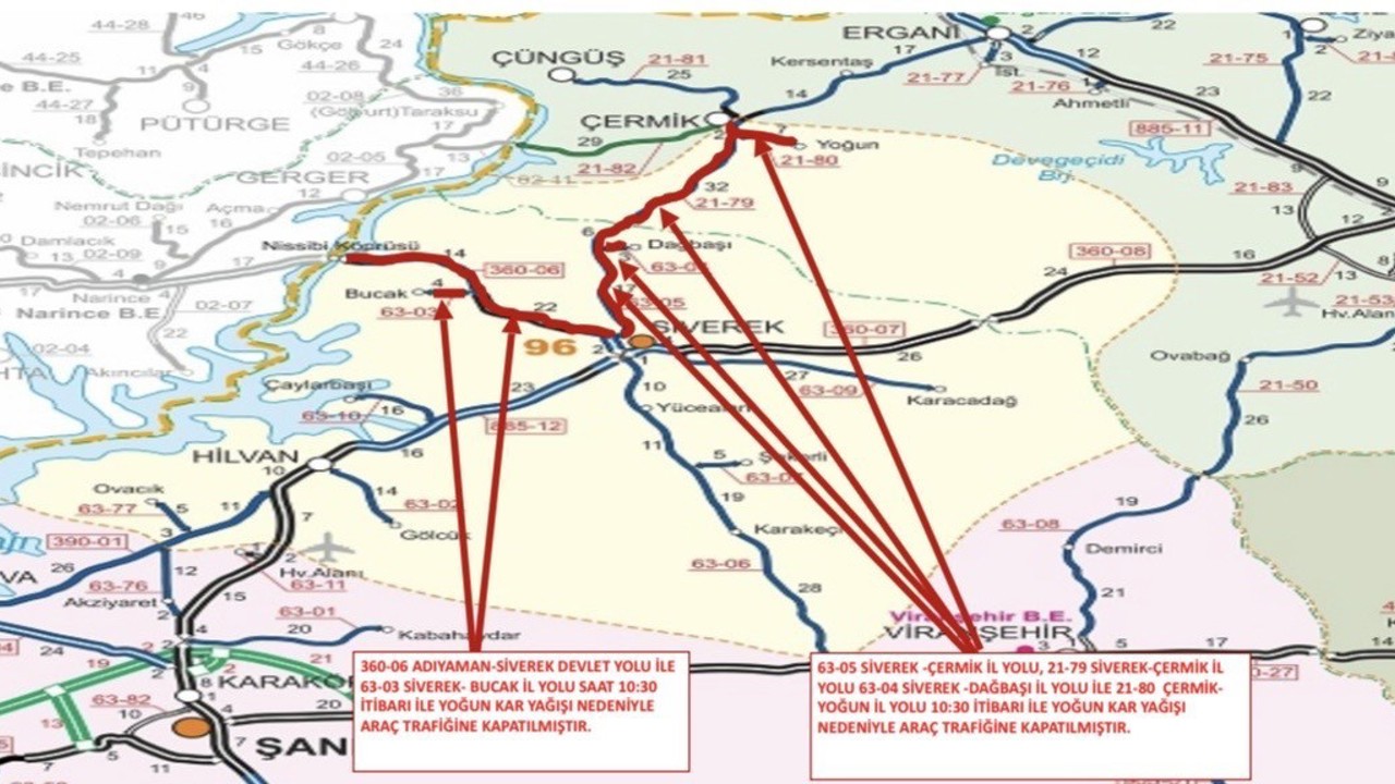 Çermik - Siverek yolu ulaşıma kapandı .
