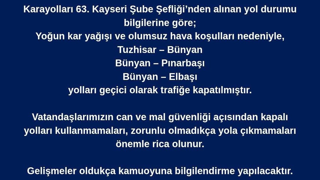 Bünyan’da ulaşıma kar engeli
