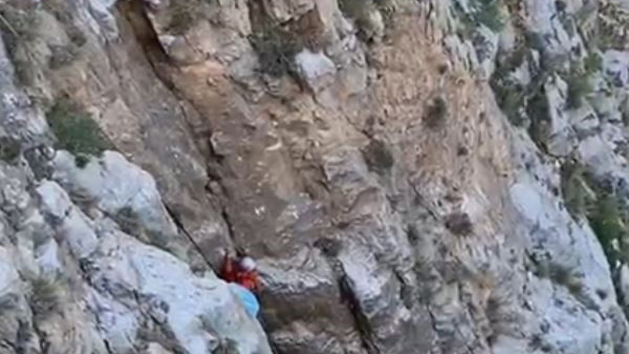 Fethiye’de kayalıklarda mahsur kalan keçi kurtarıldı
