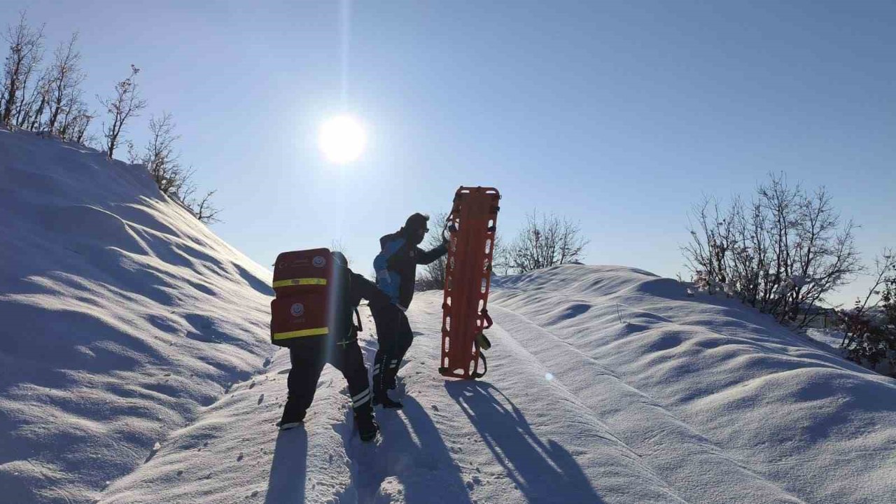 Sağlık ekipleri jandarma eşliğinde 1,5 kilometrelik yolu yürüyerek hastaya ulaştı
