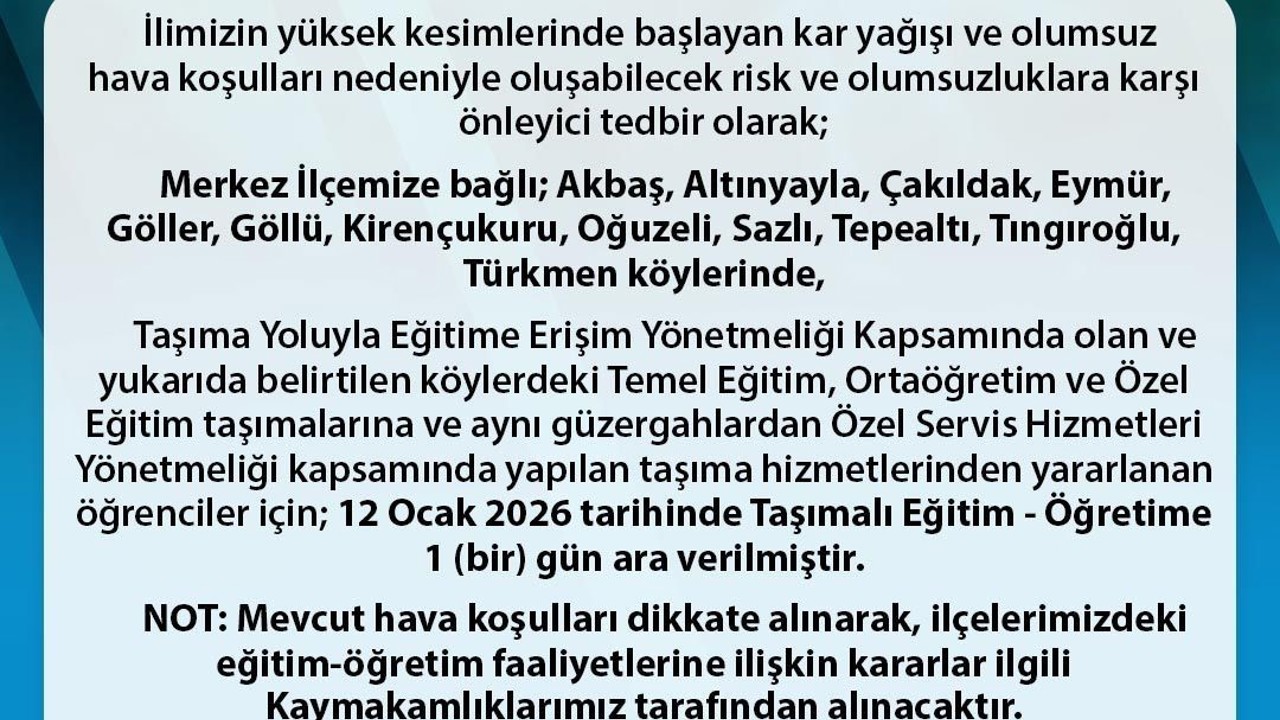 Sinop’ta taşımalı eğitime kar engeli
