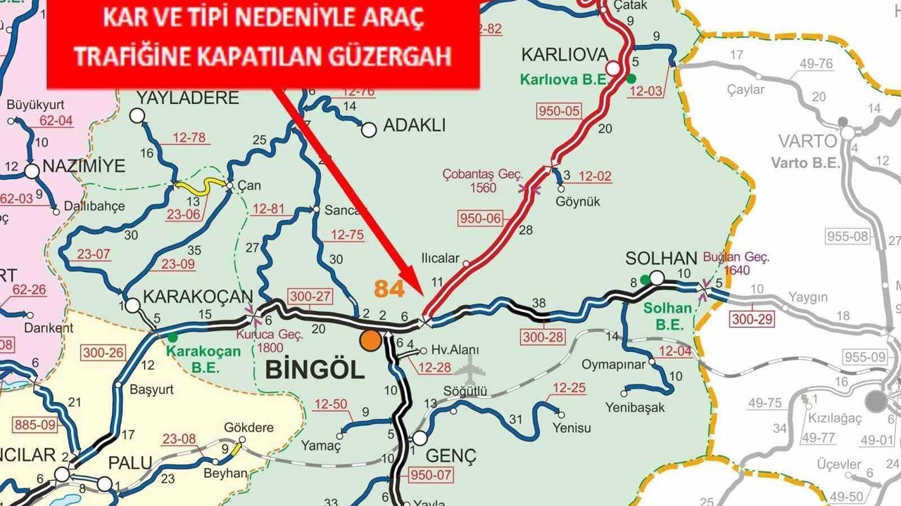 Bingöl-Erzurum karayolu trafiğe kapatıldı
