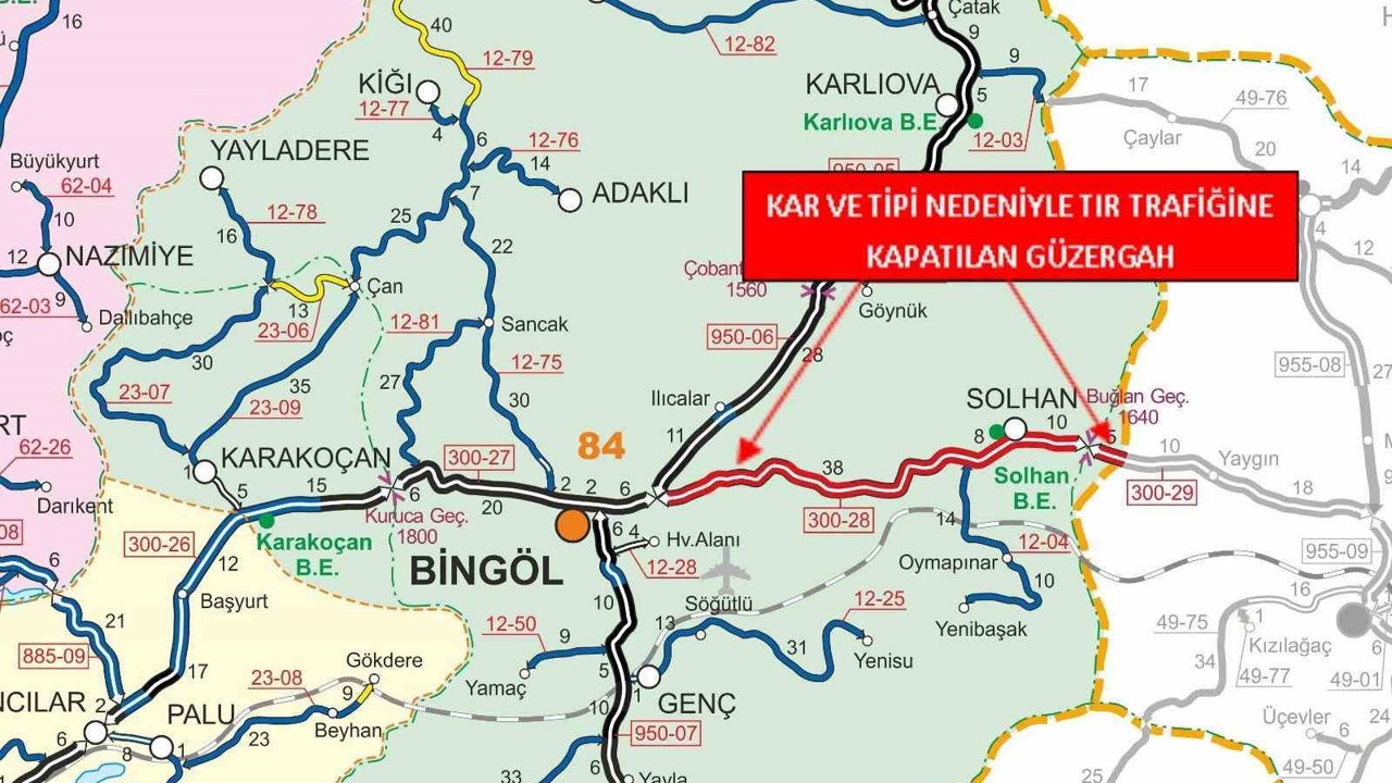Bingöl-Muş karayolu tır trafiğine kapatıldı
