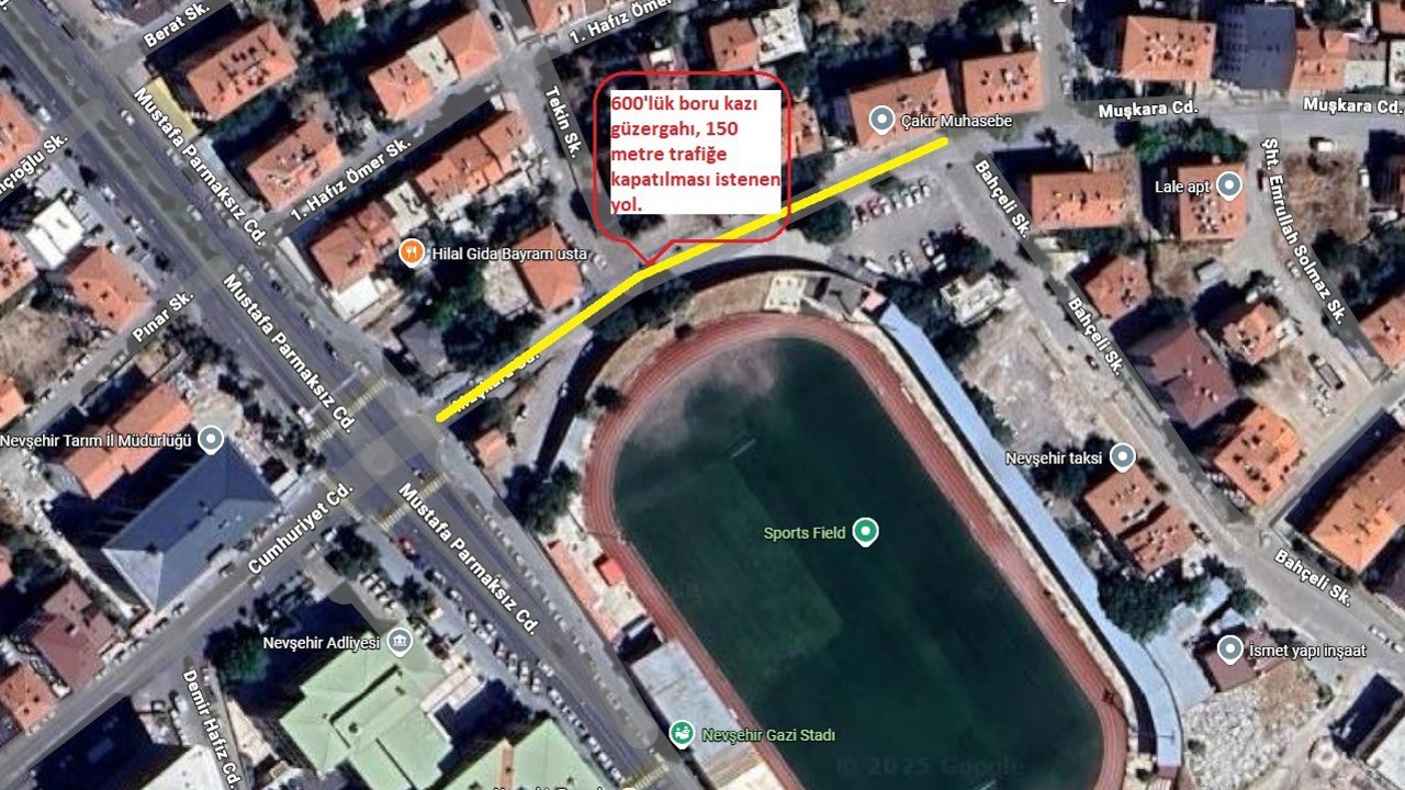 Nevşehir Bahçelievler Mahallesi’nde geçici trafik düzenlemesi
