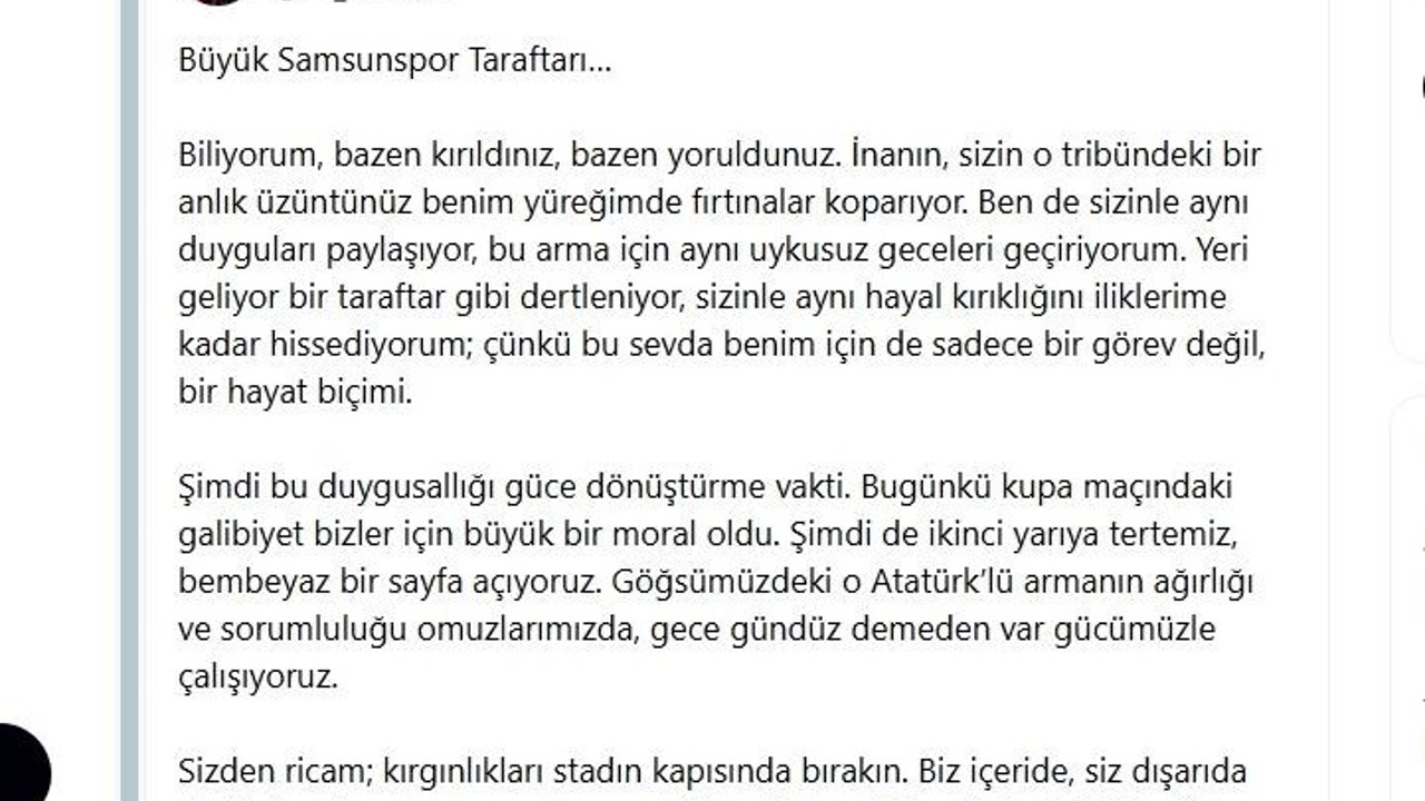 Yüksel Yıldırım: "Bembeyaz bir sayfa açıyoruz"
