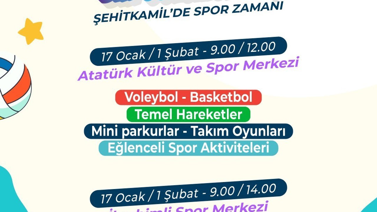 Şehitkamil’de yarıyıl tatili spor şenliğiyle renklenecek
