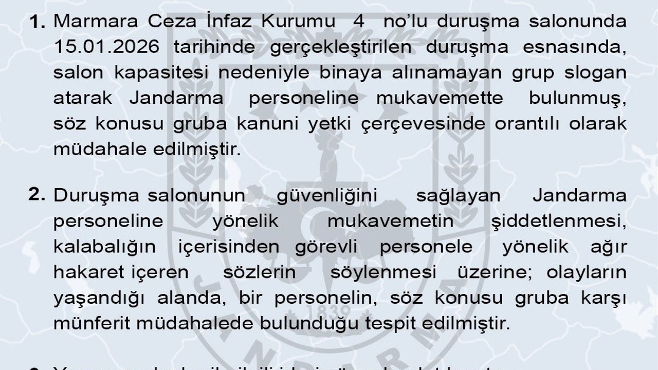 Jandarma Genel Komutanlığı: "Gruba kanuni yetki çerçevesinde orantılı olarak müdahale edilmiştir"
