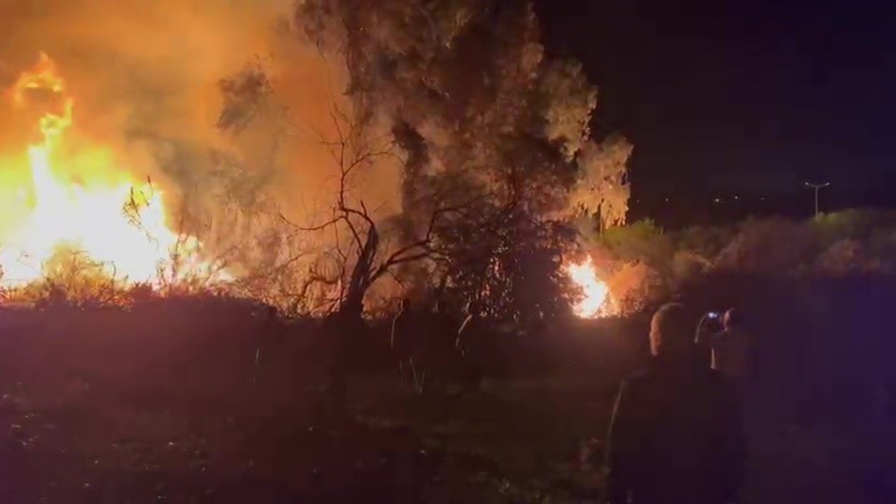 D-400 kara yolunda yangın ucuz atlatıldı
