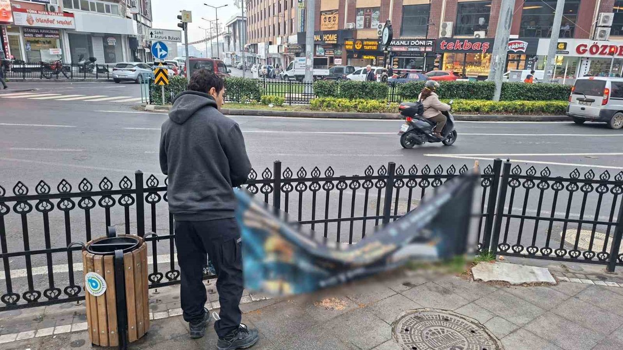 Tekirdağ’da zabıta ekiplerinden izinsiz afiş reklamlara denetim
