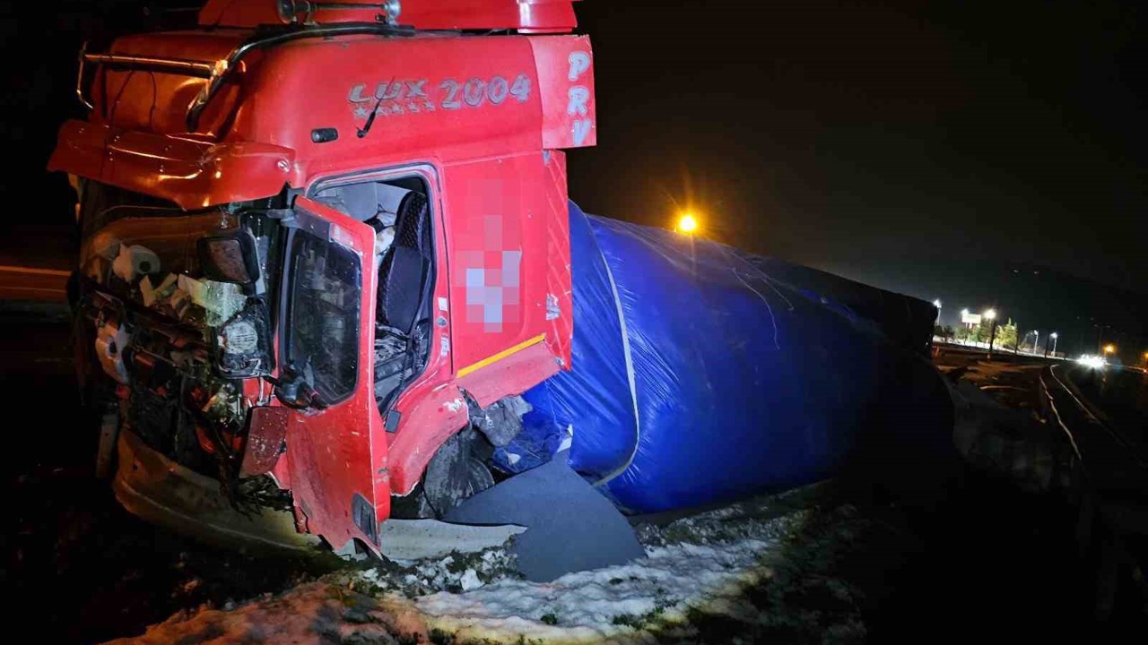 Lastik patlayınca yoldan çıktı

