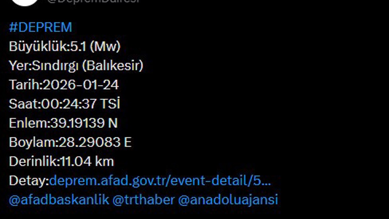 Balıkesir Valiliği’nden deprem açıklaması
