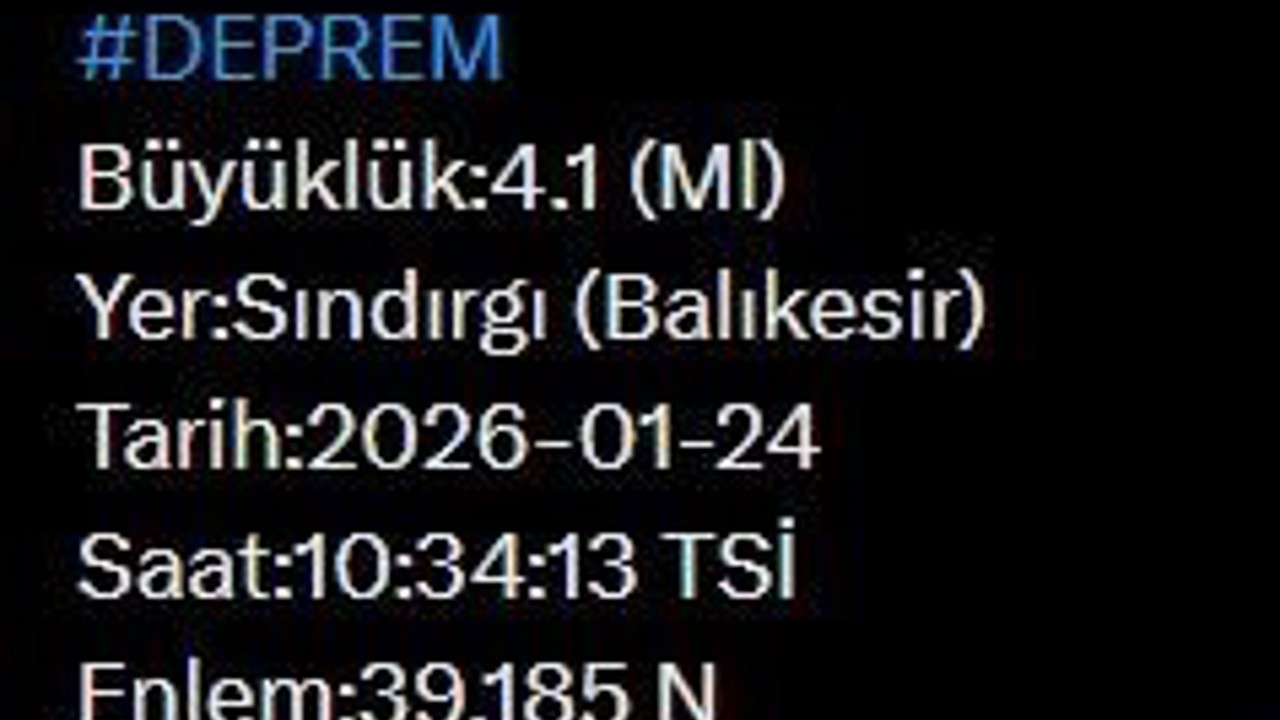 Balıkesir’de 4.1 büyüklüğünde deprem

