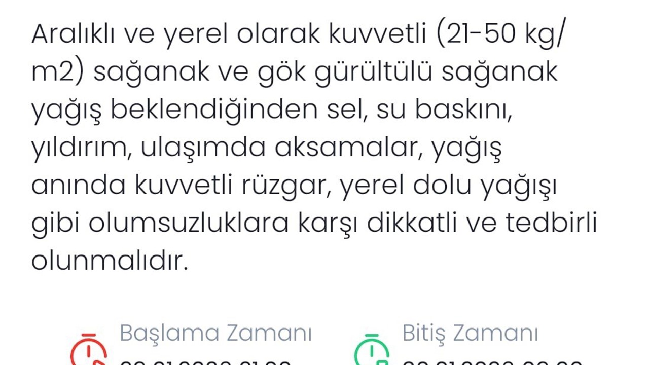 Denizli’ye kuvvetli sağanak ve gök gürültülü yağış uyarısı
