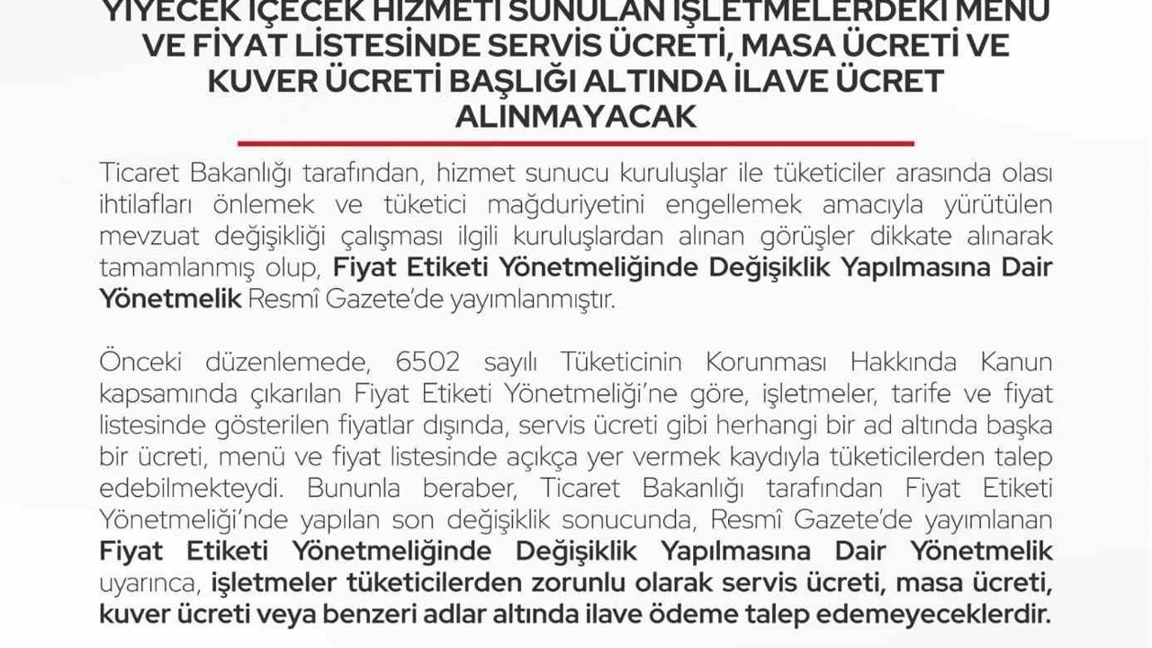 Bartın’da restoran ve kafelere ilave ücret uyarısı
