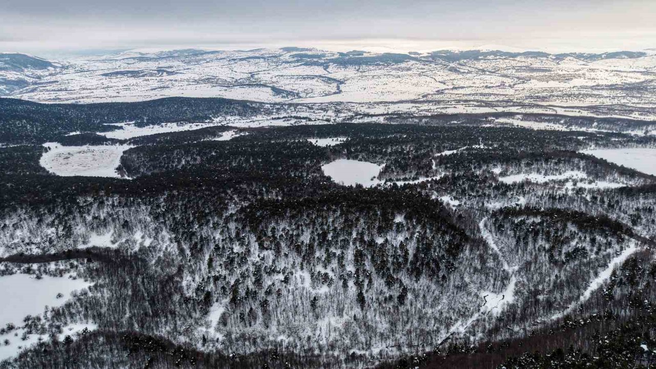 Tokat’taki Kurt Gölü’nün kış manzarası mest etti
