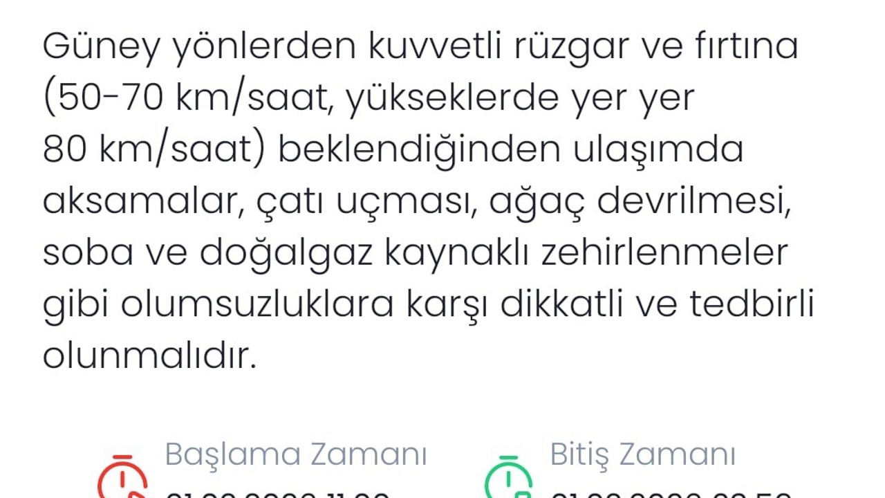 Meteoroloji’den Denizli için fırtına uyarısı
